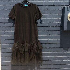 "Ellazhu" XL Black Cotton /Spandex Tulle Dress